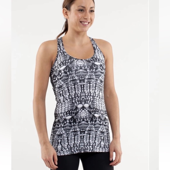 Lululemon cool racerback white black glacier lace - Picture 1 of 10